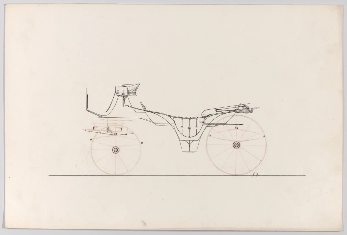Design for Vis-à-vis/ Calèche (unnumbered) by Brewster & Co., drawing, 1865