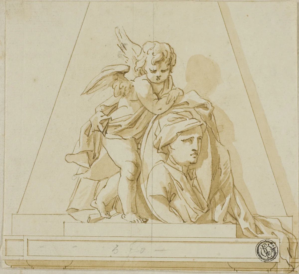 Preliminary Design for Monument to John Gay the Poet by John Michael Rysbrack or Richard Wilson, drawing, 1731-1741