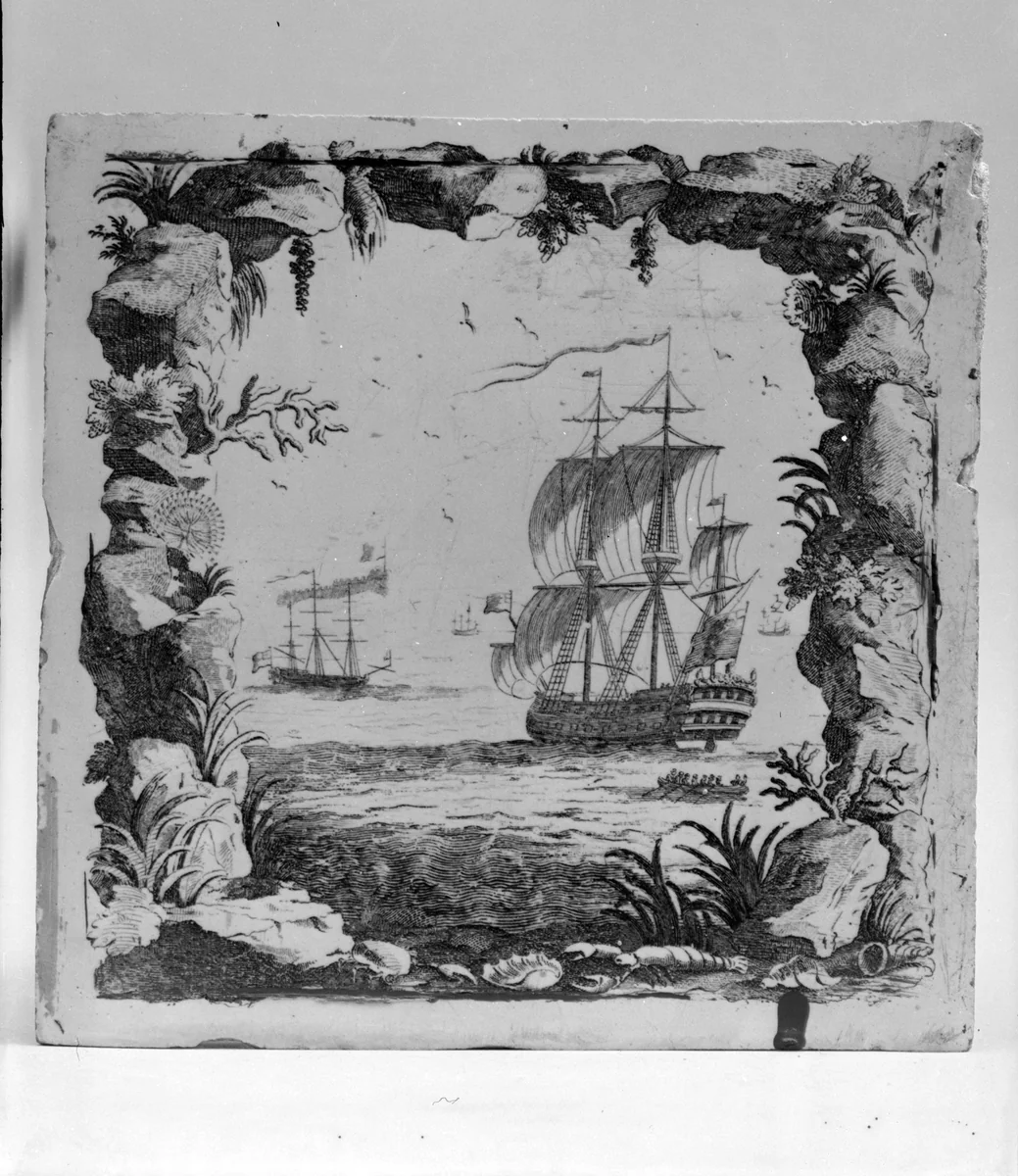 Tile by John Sadler, artwork, 1757-1761