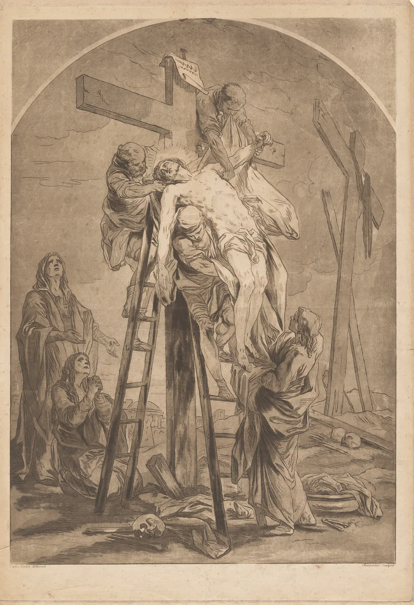 Descent from the Cross by François-Philippe Charpentier, print, 1757-1767
