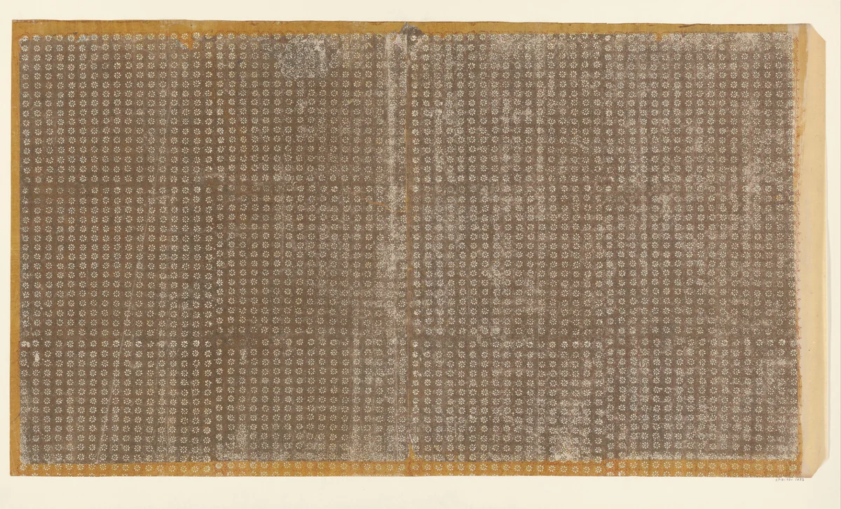 Blad met rasterpatroon van zeshoeken met bloemmotief en swastika (één van zes identieke bladen) by anonymous, other, 1850-1950