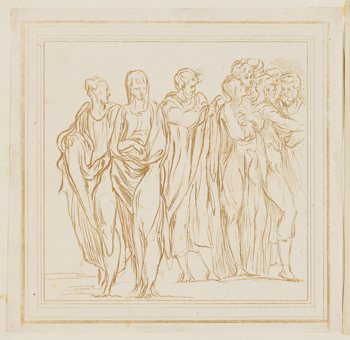 Six Apostles Looking Backwards, from Prove di Vari Rami Inediti [...] by Francesco Rosaspina, print, 1780-1841