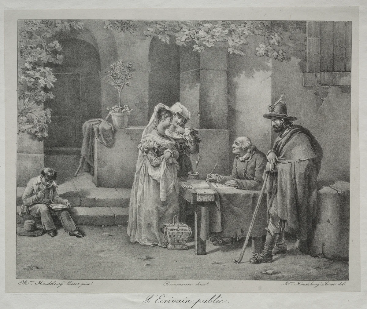The Public Writer by Antoine Cécile Hortense Haudebourt-Lescot, print, 1825
