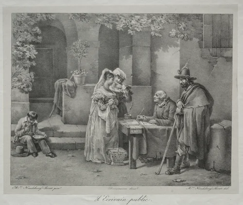 The Public Writer by Antoine Cécile Hortense Haudebourt-Lescot, print, 1825