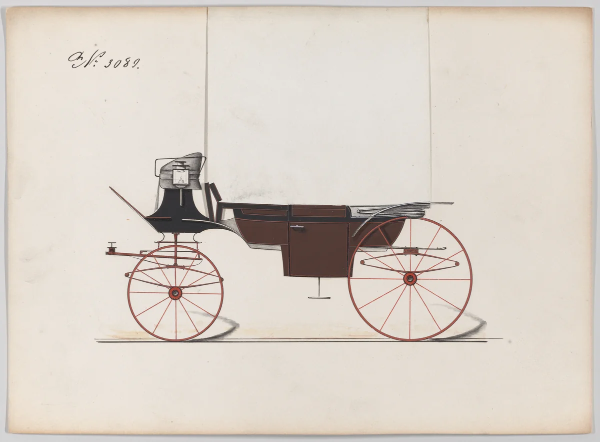 Design for Landau, No. 3089 by Brewster & Co., drawing, 1875