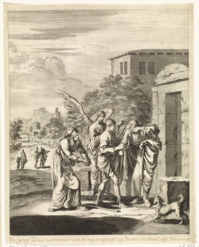 Terugkeer van Tobias by Jan Luyken, print, 1708