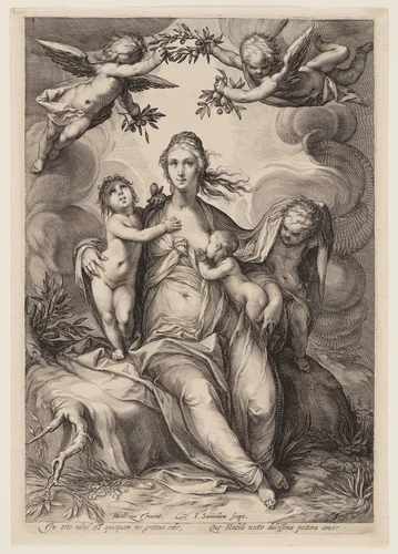 Charity, from Three Cardinal Virtues by Jan Saenredam, print, 1601