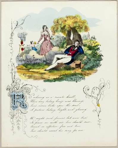 Reclining on a Roseate Knoll (valentine) by Unknown Artist, other, 1837-1847