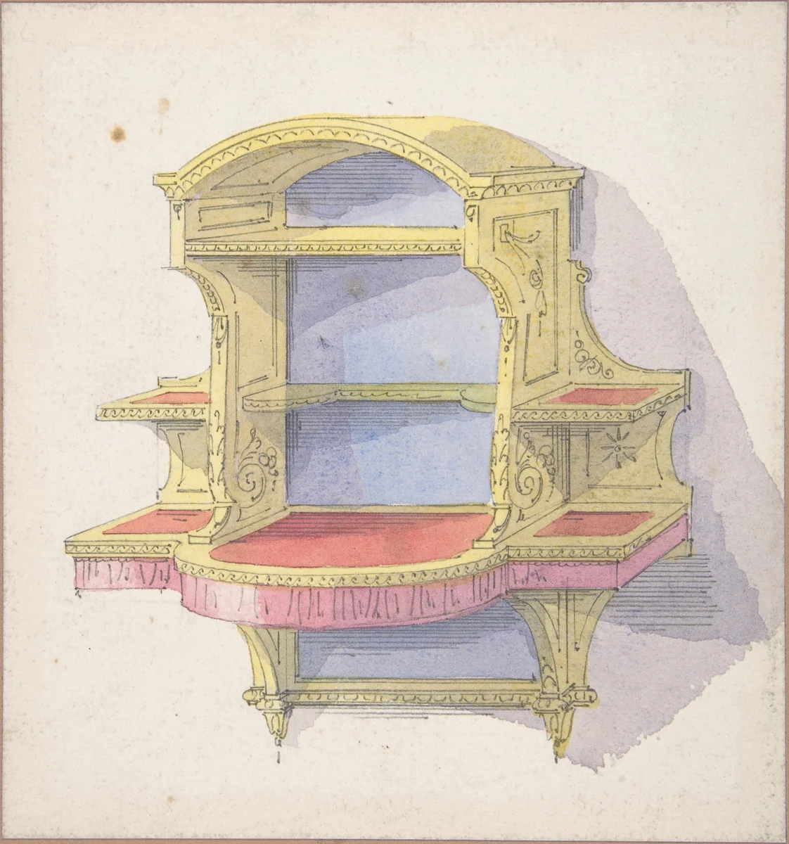 Design for Hanging Shelves by anonymous, drawing, 1840-1899