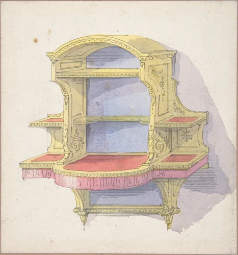 Design for Hanging Shelves by anonymous, drawing, 1840-1899