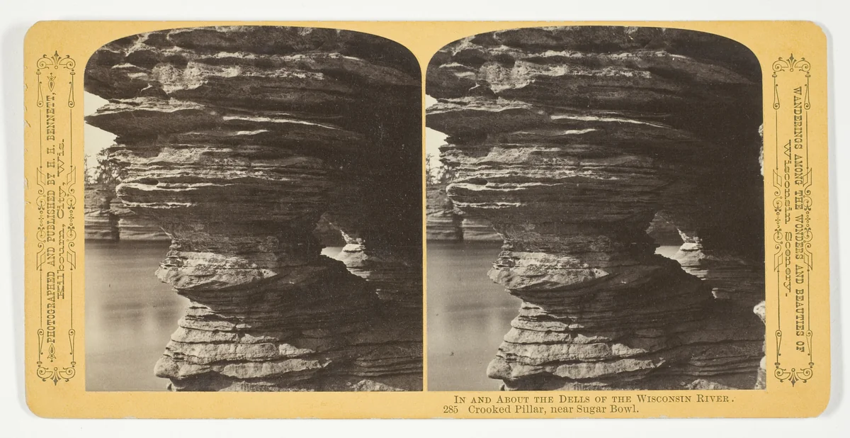 Crooked Pillar, near Sugar Bowl, No. 285 from the series "In and About the Dells of the Wisconsin River" by Henry Hamilton Bennett, photograph, 1870-1908