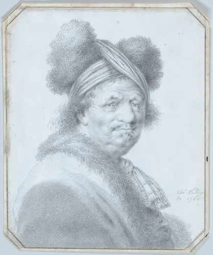 Portrait of a man dressed in furs by Thomas Worlidge, drawing, 1760