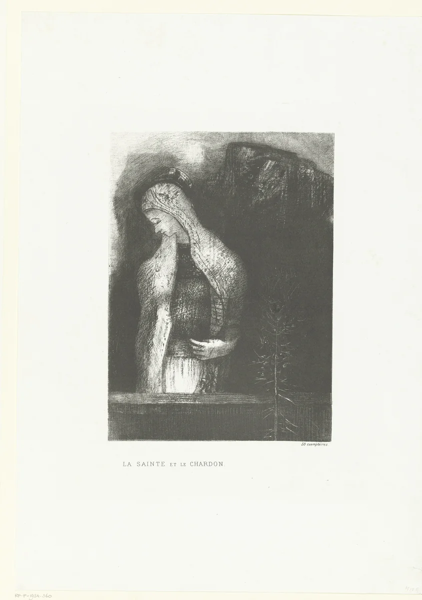 De heilige en de distel by Odilon Redon, print, 1891