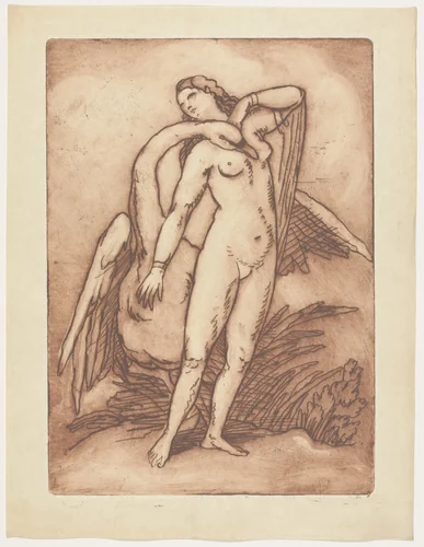 Jupiter and Leda (plate, folio 43) from Les Amours (The Loves) by Émile Bernard, illustrated book, 1915