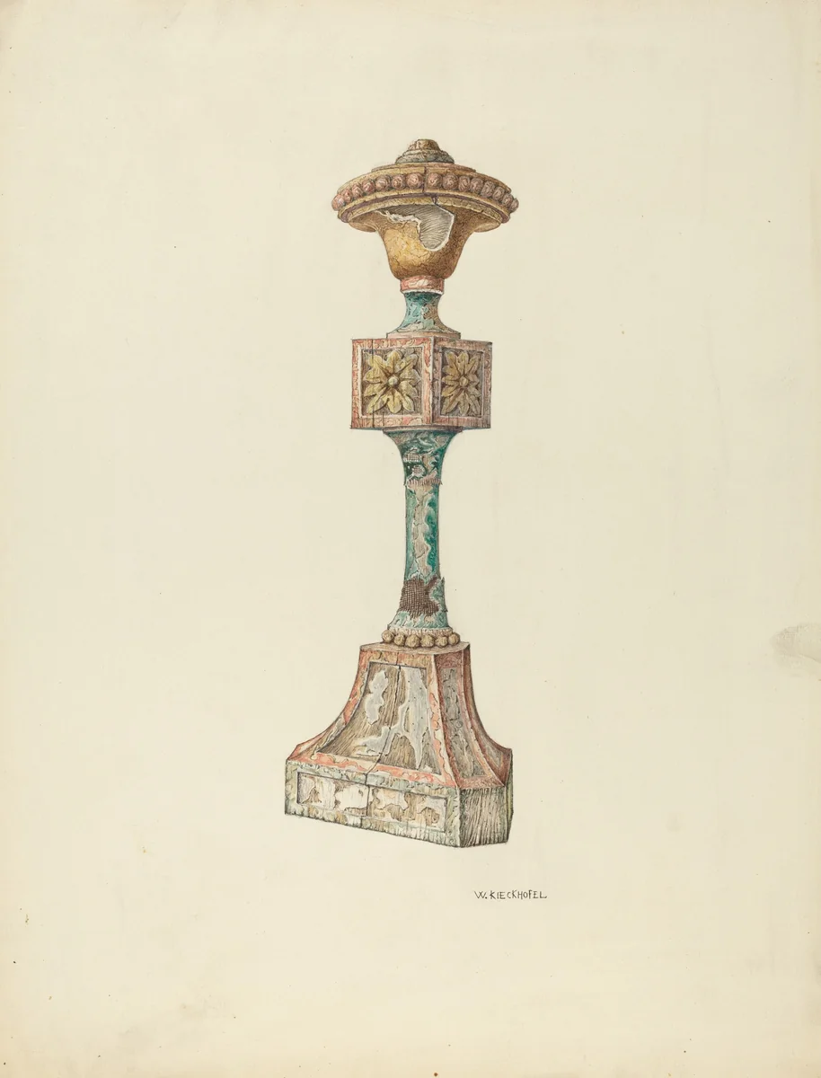 Ceremonial Candlestick (Ecclesiastical Furniture) by William Kieckhofel, index of american design, 1941