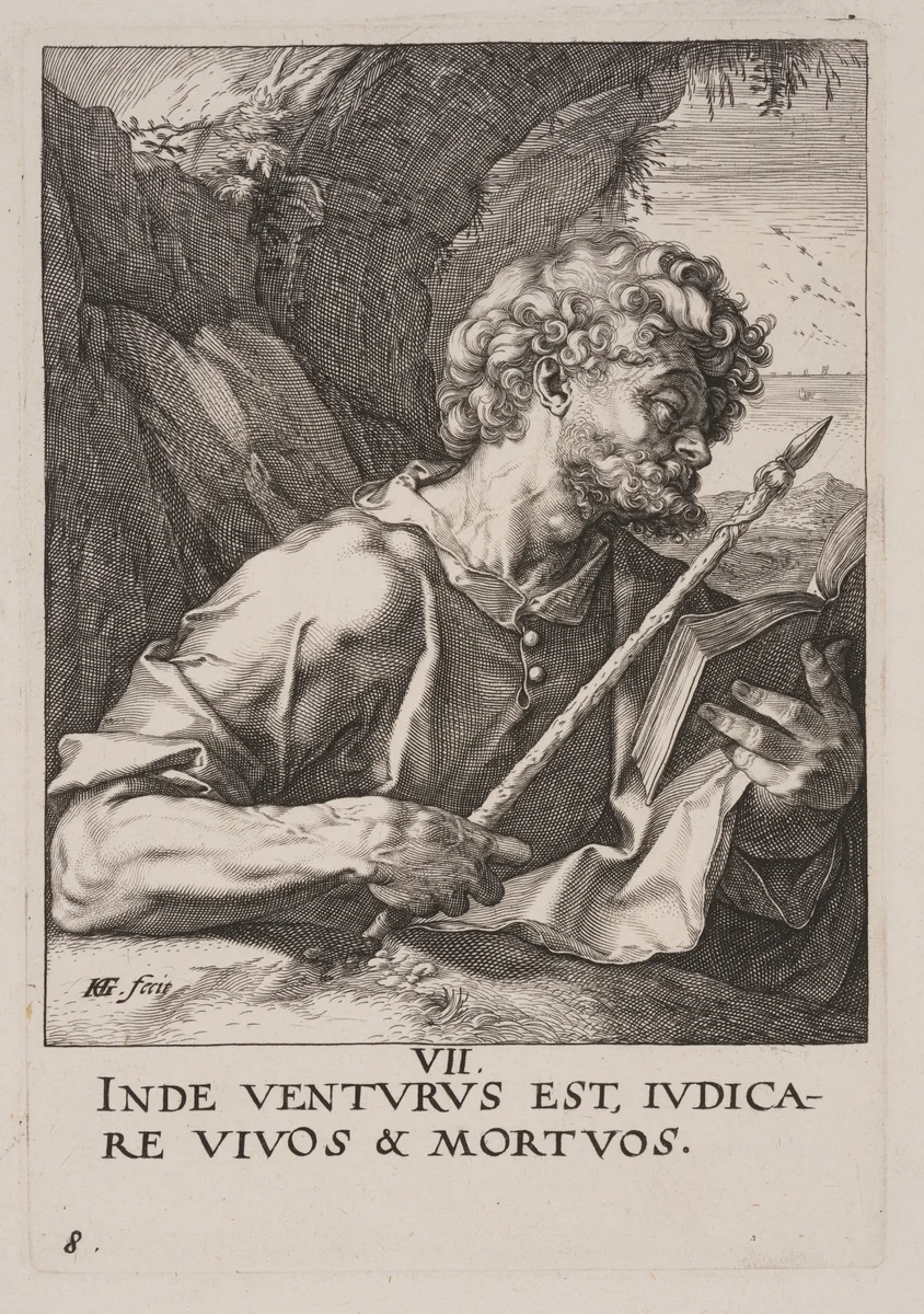 St Thomas, from Christ, the Apostles and St Paul with the Creed by Hendrick Goltzius, print, 1589