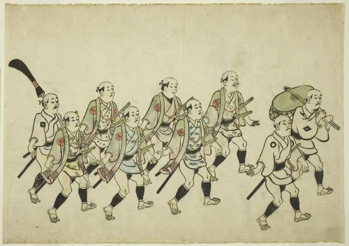 Procession of a Daimyo by Hishikawa Moronobu (菱川師宣), print, 1676-1689