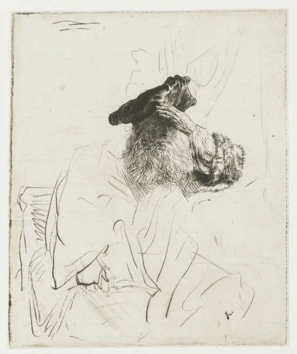 Old Man Shading his Eyes with his Hand by Rembrandt van Rijn, print, 1639