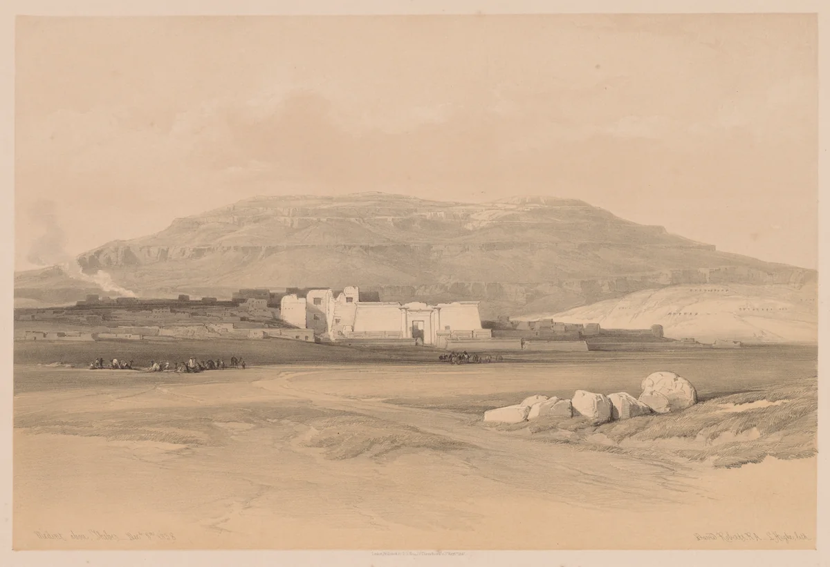 Egypt and Nubia: Volume II - No. 20, Medinet Abou, Thebes by Louis Haghe, print, 1838