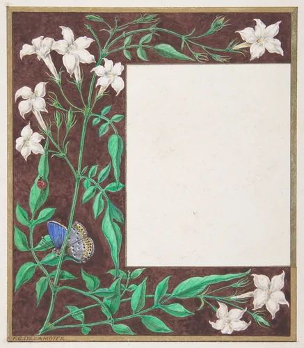 Floral Border Design by Freeman Gage Delamotte, drawing, 1830-1862