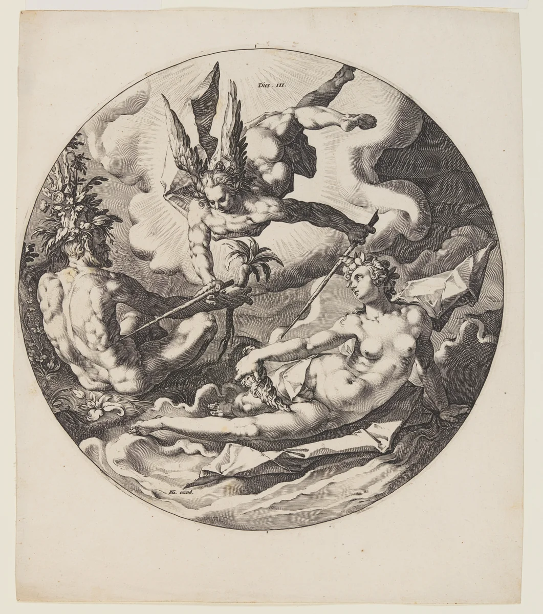 The Third Day, plate 4, from Creation of the World by Jan Harmensz. Muller, print, 1590
