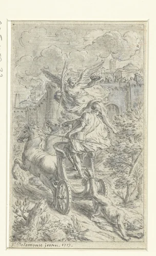 Achilles Dragging Hector's Body Behind His Carriage by Ferdinand Delamonce, drawing, 1713