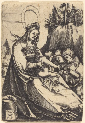 Virgin and Child with Two Boys by Albrecht Altdorfer, print, 1507