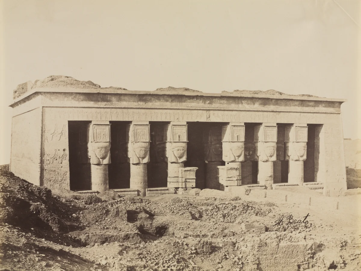 Temple of Dendera by Antonio Beato, photograph, 1870-1889