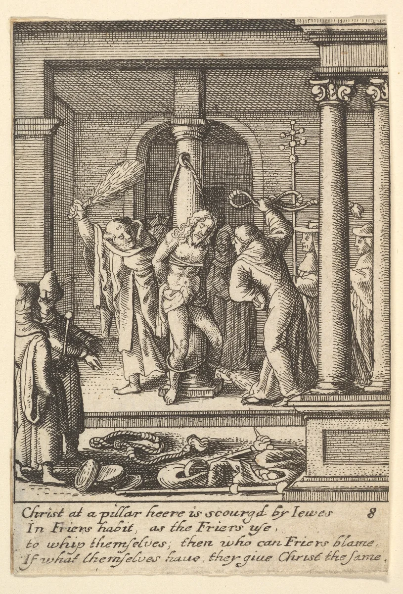 The scourging by Wenceslaus Hollar, print, 1644-1652