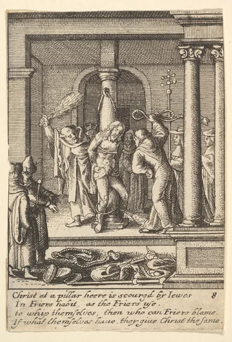 The scourging by Wenceslaus Hollar, print, 1644-1652