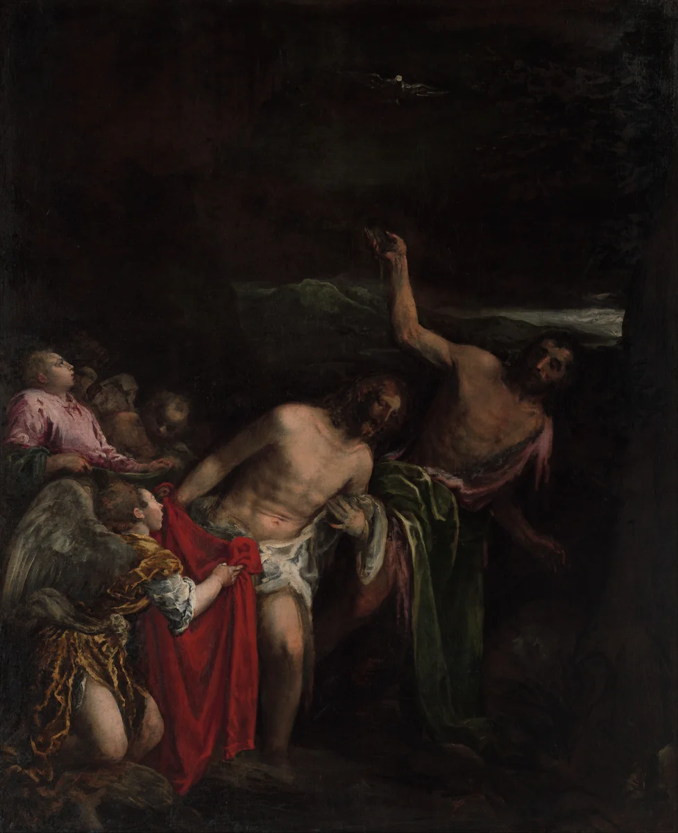 The Baptism of Christ by Jacopo Bassano, painting, 1585-1595