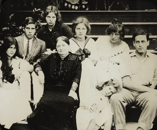 Untitled (Stieglitz's mother Hedwig with grandchildren on Oaklawn steps) by Alfred Stieglitz, other, 1911-1921