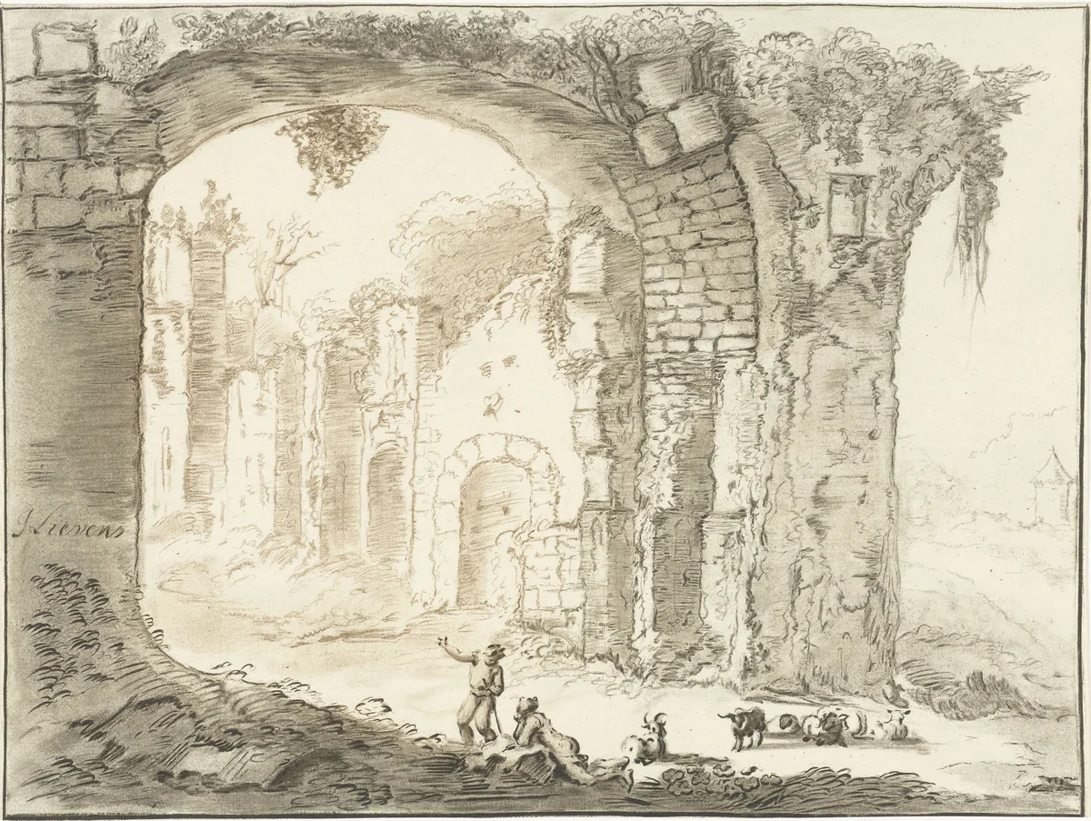Landschap met ruïne by Jurriaan Cootwijck, print, 1724-1798