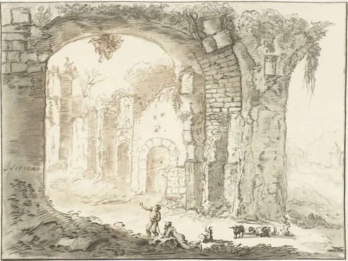 Landschap met ruïne by Jurriaan Cootwijck, print, 1724-1798
