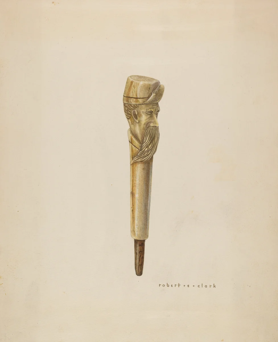 Cane Head or Handle by Robert Clark, index of american design, 1935-1942