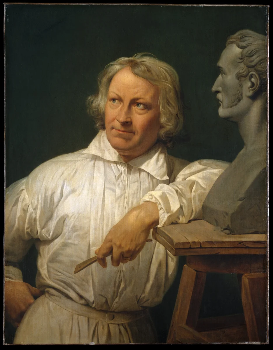 Bertel Thorvaldsen (1768–1844) with the Bust of Horace Vernet by Horace Vernet, painting, 1833