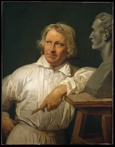 Bertel Thorvaldsen (1768–1844) with the Bust of Horace Vernet by Horace Vernet, painting, 1833