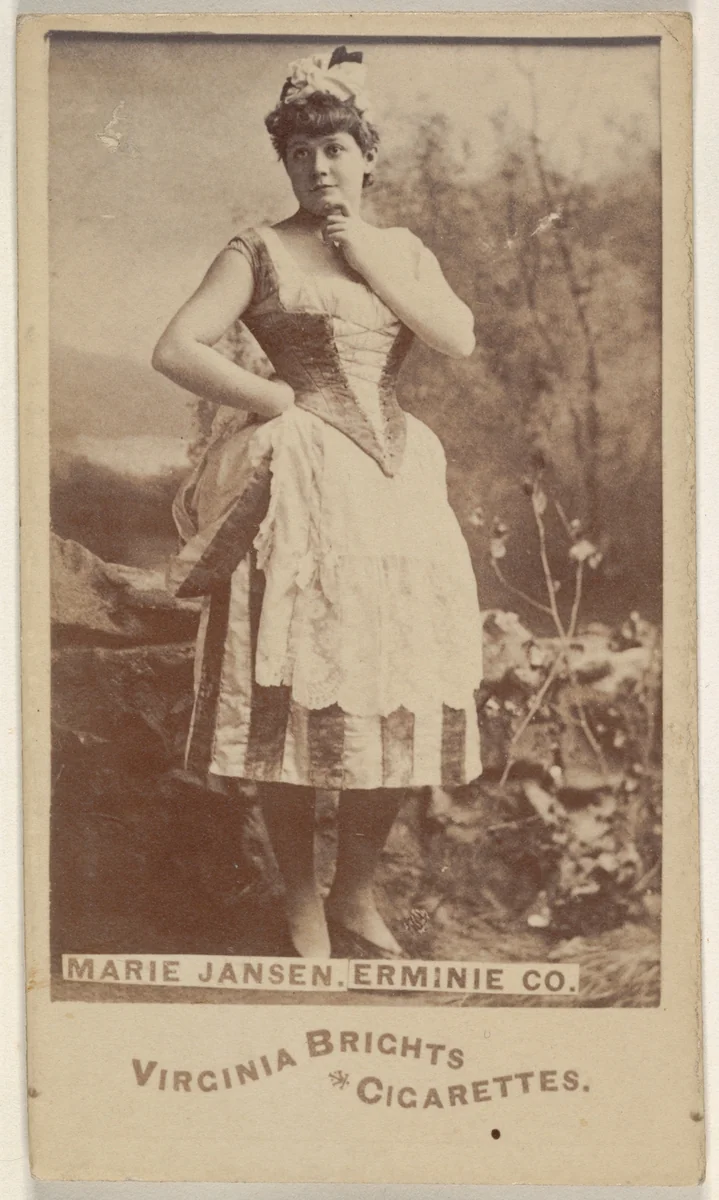 Marie Jansen, Erminie Co., from the Actors and Actresses series (N45, Type 6) for Virginia Brights Cigarettes by Allen & Ginter, photograph, 1885-1891