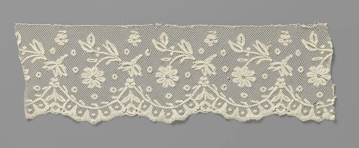 Strook kloskant met gegodroneerde schulpen by anonymous, other, 1875-1899