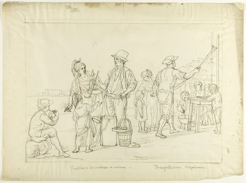 Vendors of Gelati and Caramelle by Saverio della Gatta, drawing, 1777-1850