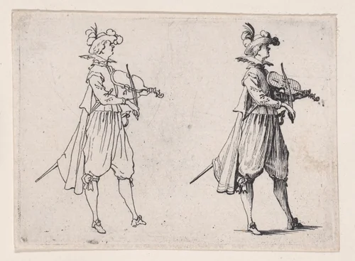 Le Joueur de Violin (The Violin Player), from Les Caprices Series A, The Florence Set by Jacques Callot, print, 1617