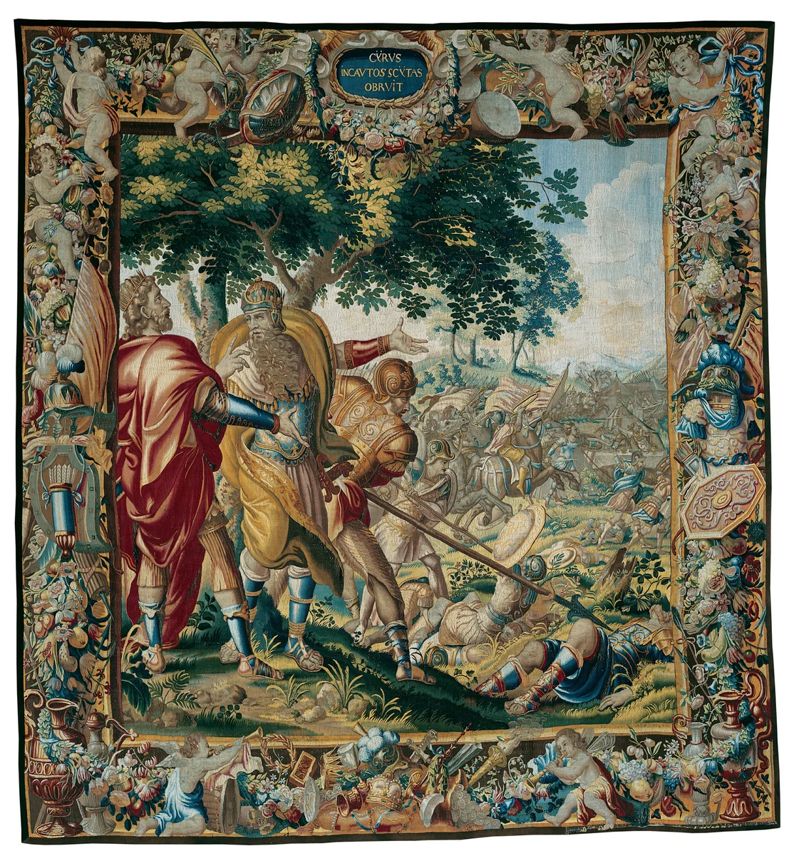 Cyrus Defeats Spargapises, from The Story of Cyrus by Michiel Coxie, textile, 1660-1680