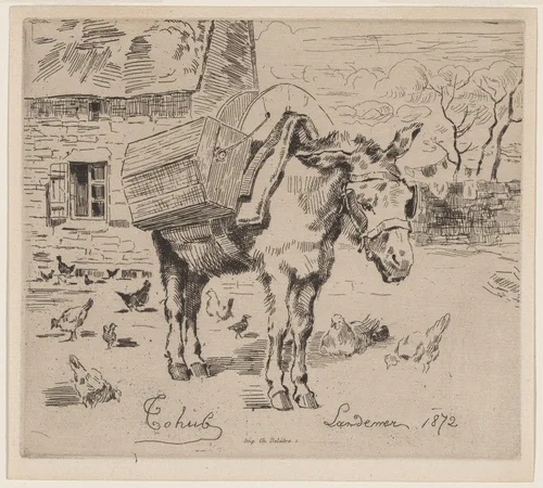 L'Anesse Marie-Jeanne by Félix-Hilaire Buhot, print, 1847-1898