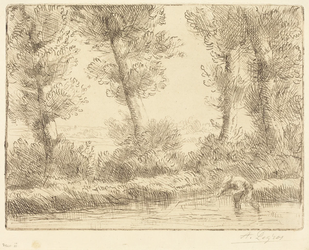 Banks of the Liane (Les bords de la Liane) by Alphonse Legros, print, 1837-1911
