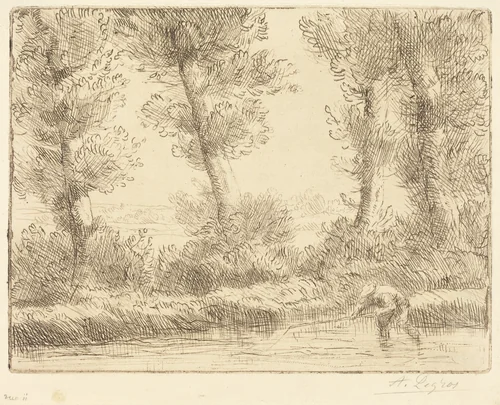 Banks of the Liane (Les bords de la Liane) by Alphonse Legros, print, 1837-1911
