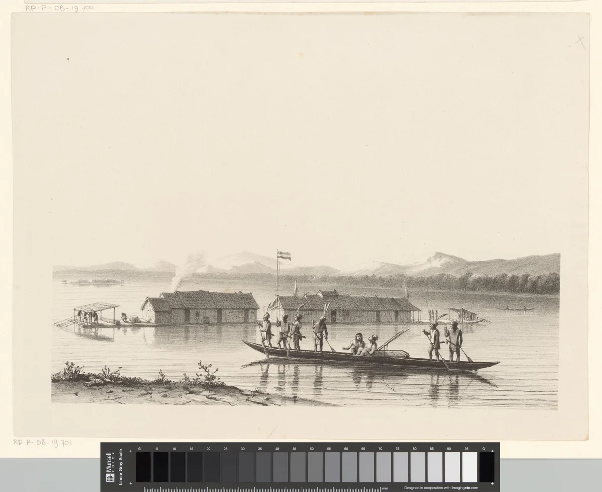 Gezicht op een meer met boten by Jan Weissenbruch, print, 1832-1880