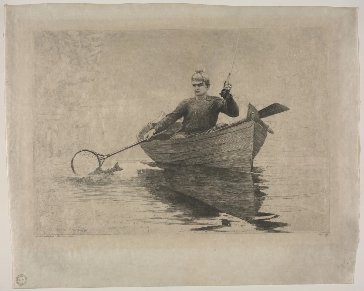 Fly Fishing by Winslow Homer, print, 1889