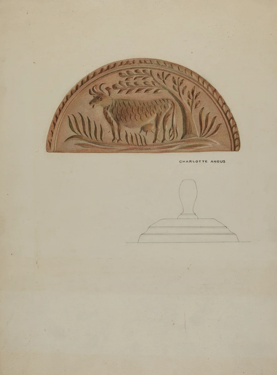 Pa. German Butter Mold by Charlotte Angus, index of american design, 1935-1942