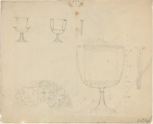 Sheet of Studies [recto and verso] by John Flaxman, drawing, 1819