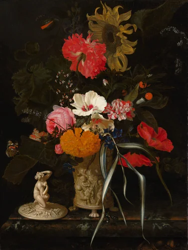 Flowers in an Ornamental Vase by Maria van Oosterwyck, painting, 1670